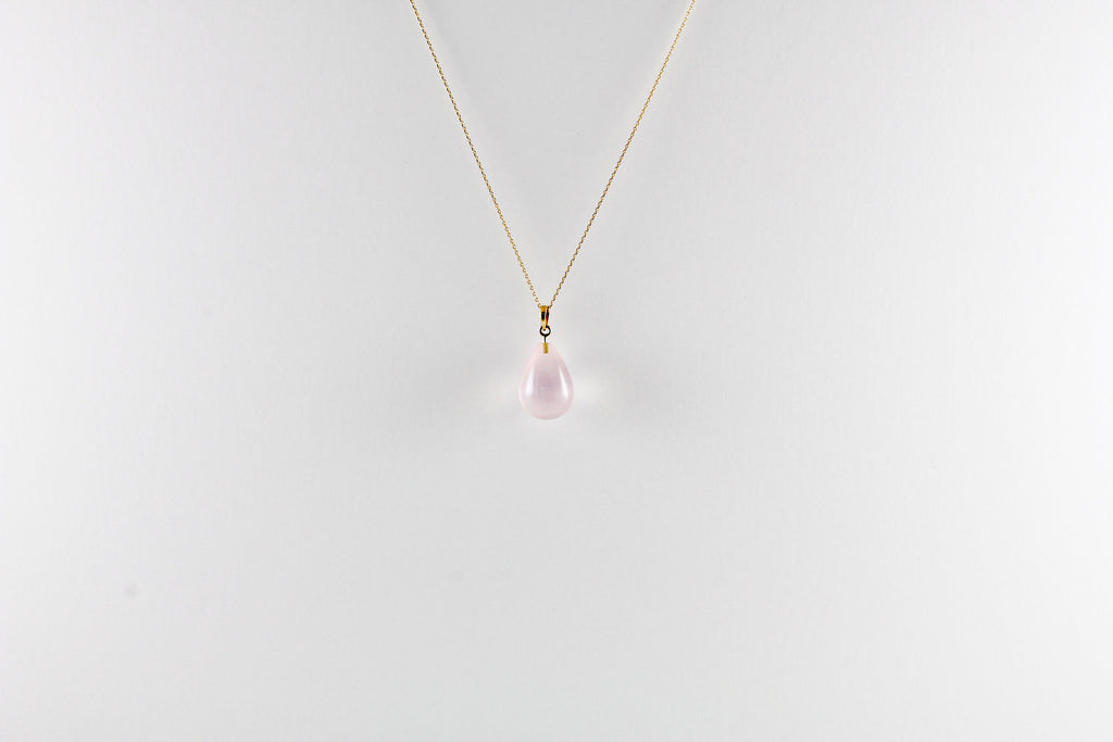 Kristela Rose Quartz Raindrop Briolette Pendant-Pendants-Nari Fine Jewels-Nari Fine Jewels