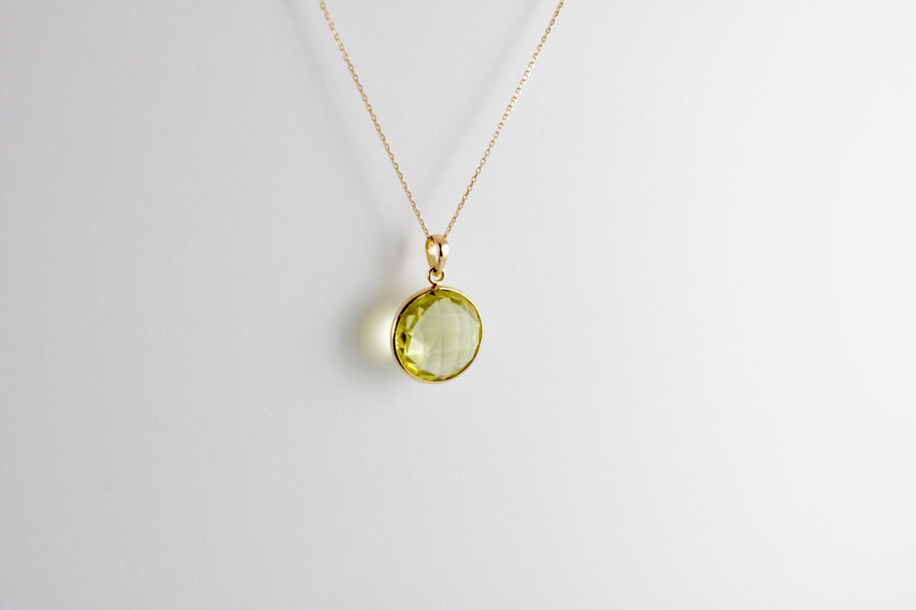 Dara Peridot Round Solitaire Pendant-Pendants-Nari Fine Jewels-Nari Fine Jewels