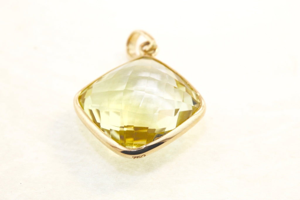 Dara Peridot Square Cushion Solitaire Pendant-Pendants-Nari Fine Jewels-Nari Fine Jewels