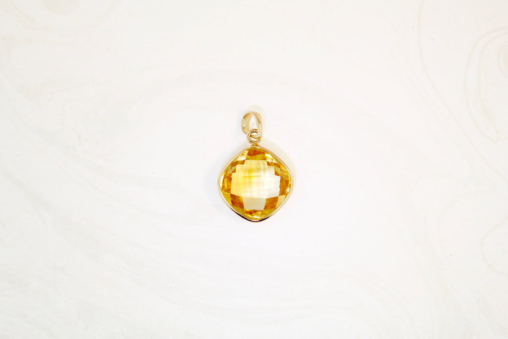 Dara Citrine Cushion Cut Pendant-Pendants-Nari Fine Jewels-Nari Fine Jewels