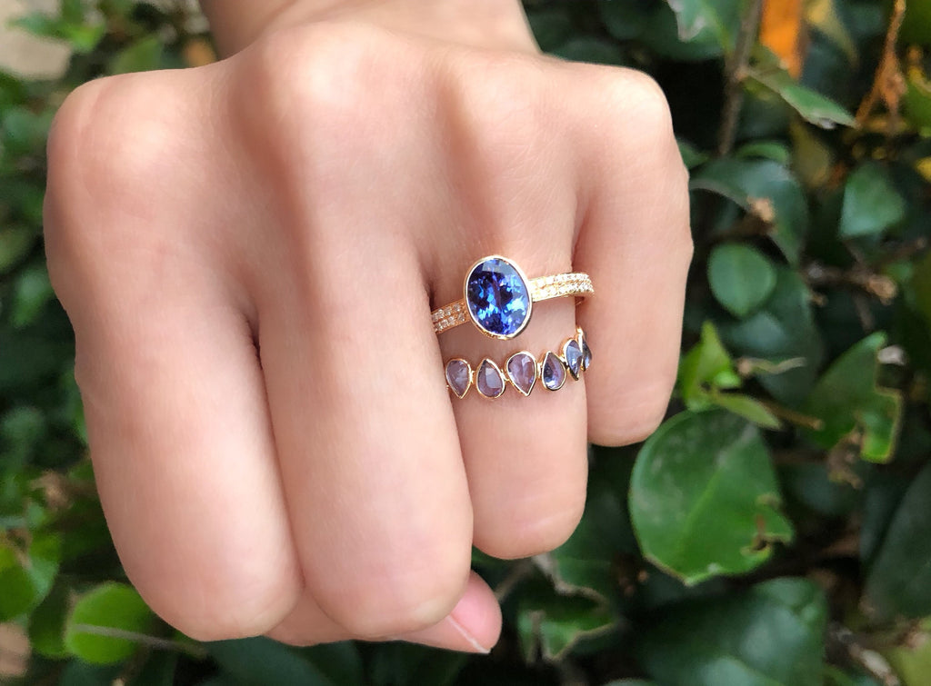 Aiyana Tanzanite Pear Shape Reverse Set Eternity Ring-Rings-Nari Fine Jewels-Nari Fine Jewels