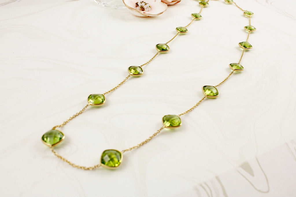 Stella Peridot Station Necklace-Necklaces-Nari Fine Jewels-Nari Fine Jewels