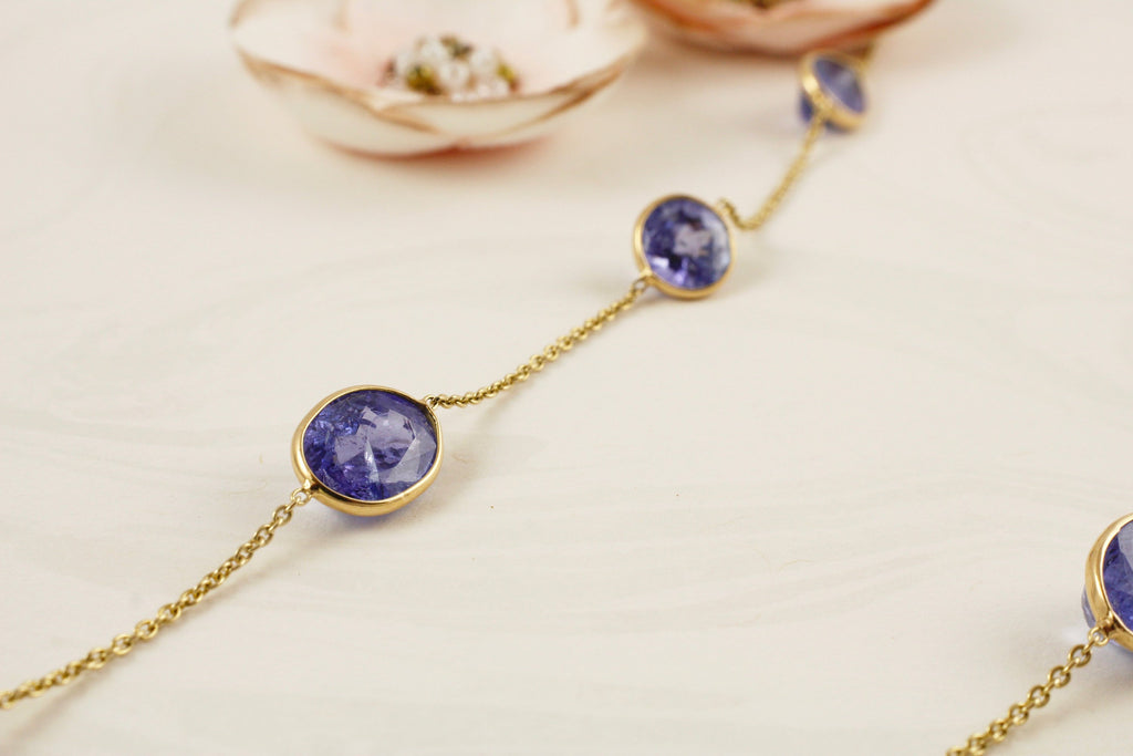 Stella Tanzanite Station Necklace-Necklaces-Nari Fine Jewels-Nari Fine Jewels