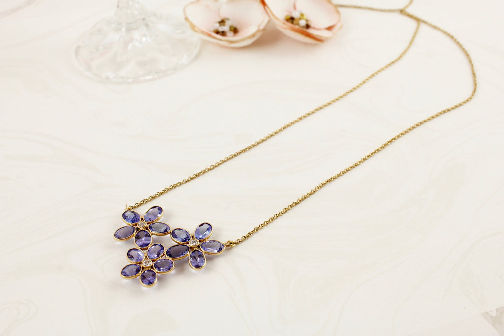 Daisy Tanzanite Diamond Necklace-Necklaces-Nari Fine Jewels-Nari Fine Jewels