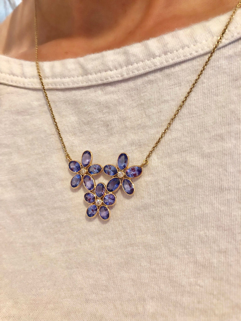 Daisy Tanzanite Diamond Necklace-Necklaces-Nari Fine Jewels-Nari Fine Jewels