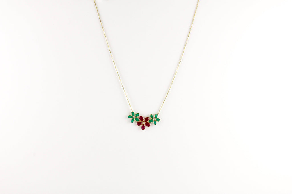 Daisy Ruby Emerald Diamond Necklace-Necklaces-Nari Fine Jewels-Nari Fine Jewels