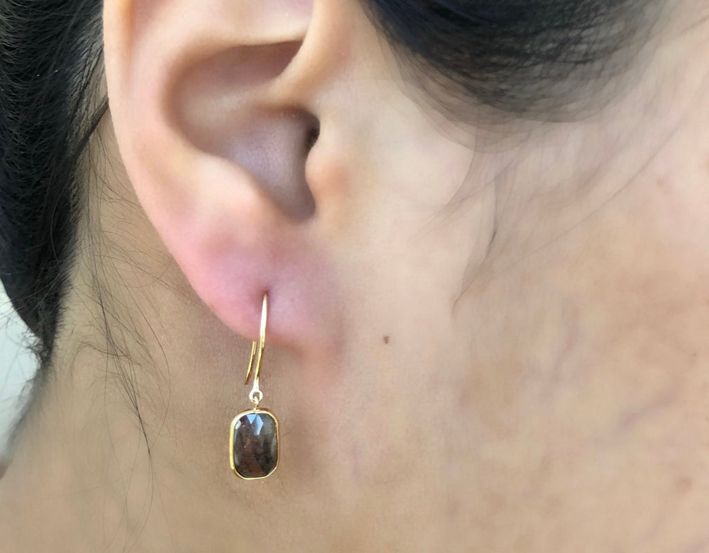 Ava Chocolate Diamond Solitaire Drop Earrings-Earrings-Nari Fine Jewels-Nari Fine Jewels