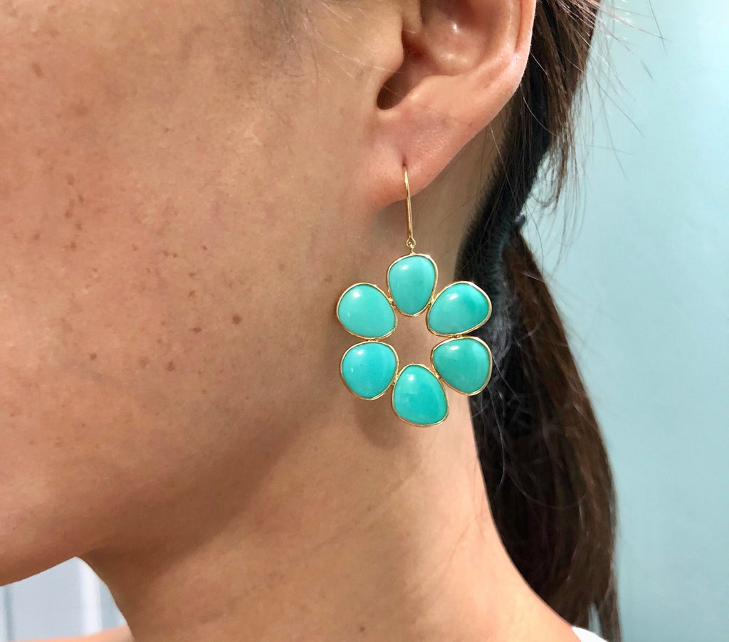 Blossom Turquoise Earrings-Earrings-Nari Fine Jewels-Nari Fine Jewels