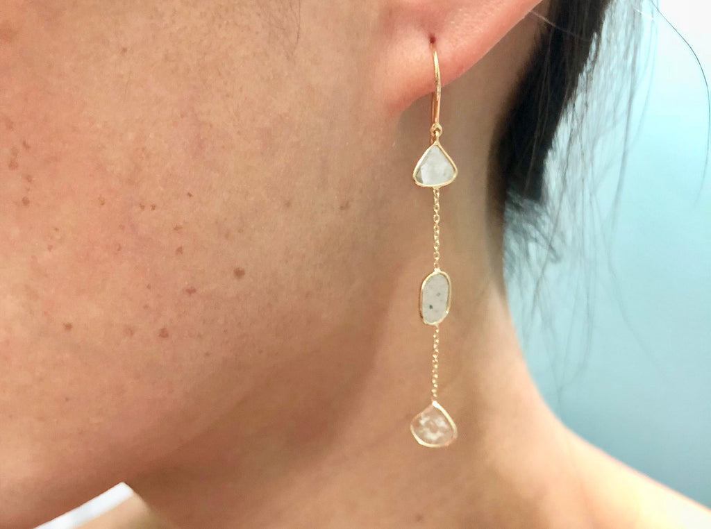 Nadine Diamond Slice Station Earrings-Earrings-Nari Fine Jewels-Nari Fine Jewels