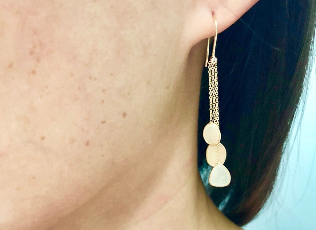 Cascade Opal Triple Dangle Earrings with Diamond-Earrings-Nari Fine Jewels-Nari Fine Jewels