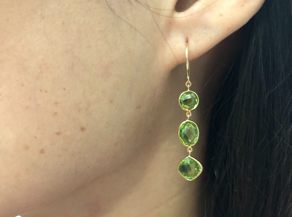 Isla Peridot Triple Dangle Earrings-Earrings-Nari Fine Jewels-Nari Fine Jewels