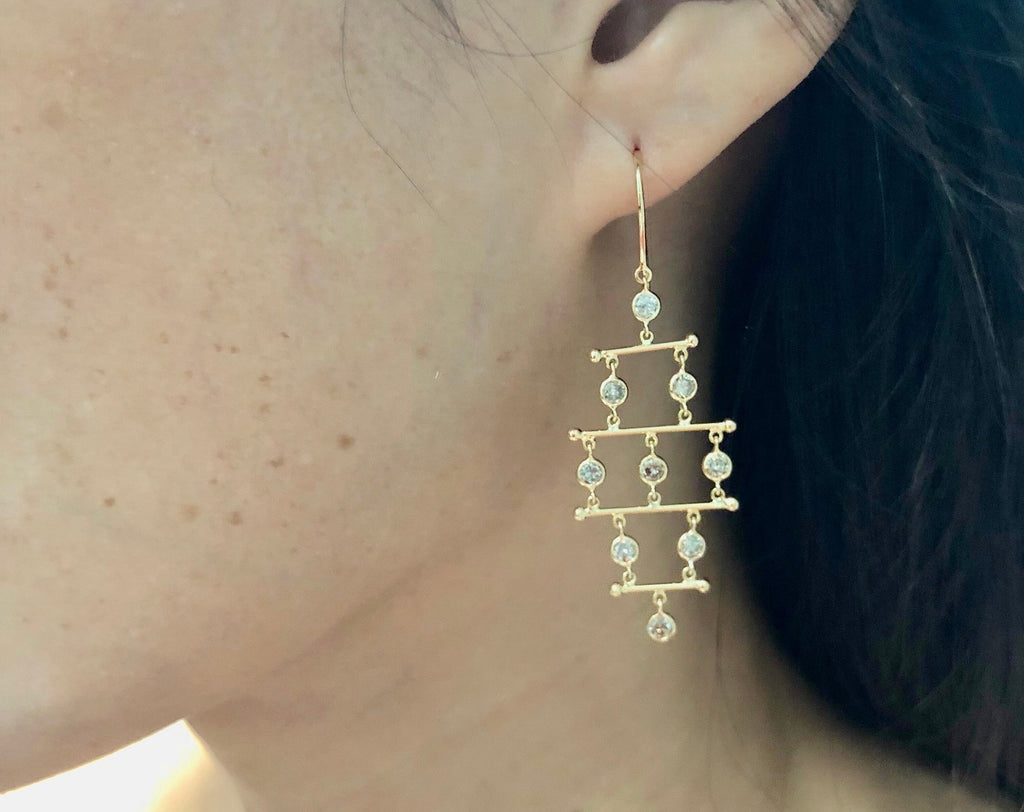 Lyra Diamond Bar Chandelier Dangle Earrings-Earrings-Nari Fine Jewels-Nari Fine Jewels