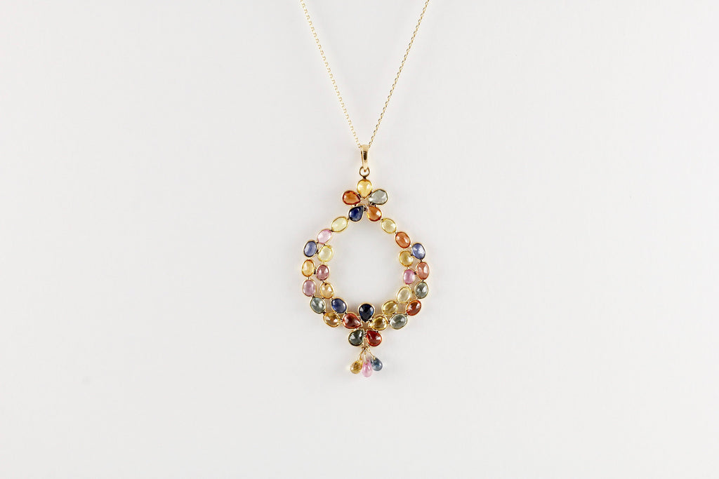 Malai Multi Colored Sapphire Garland Pendant-Pendants-Nari Fine Jewels-Nari Fine Jewels