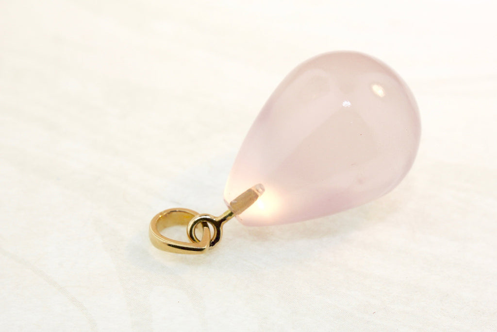 Kristela Rose Quartz Raindrop Briolette Pendant-Pendants-Nari Fine Jewels-Nari Fine Jewels