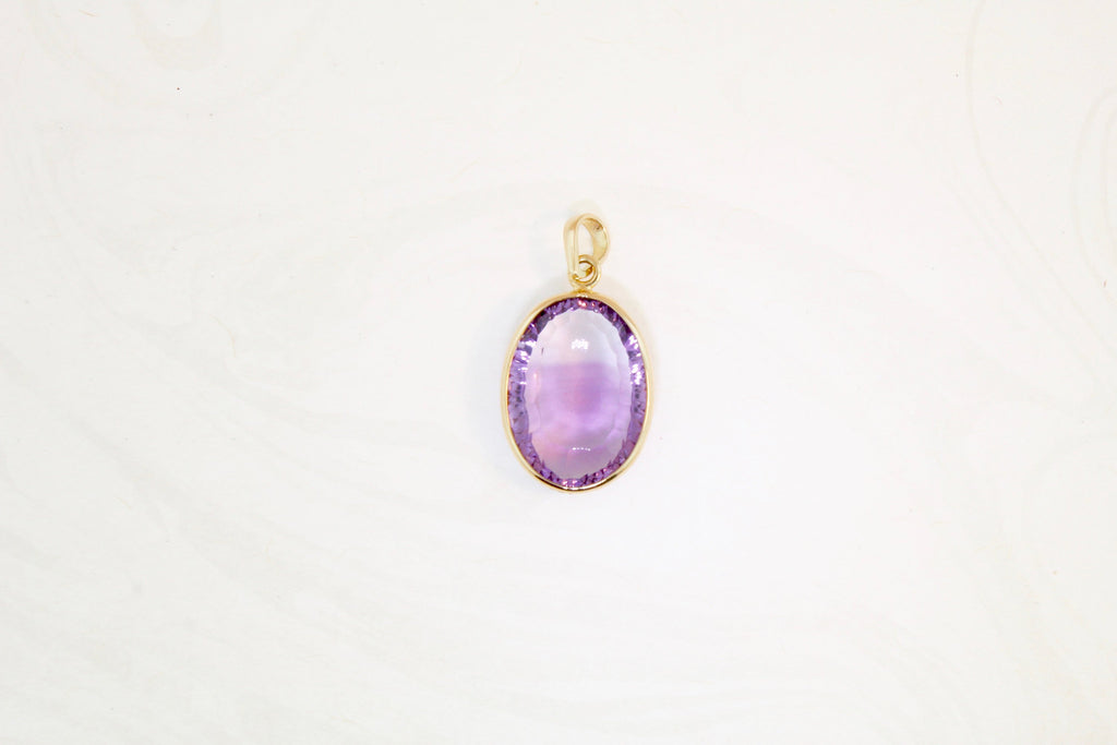 Dara Amethyst Oval Cut Solitaire Pendant-Pendants-Nari Fine Jewels-Nari Fine Jewels
