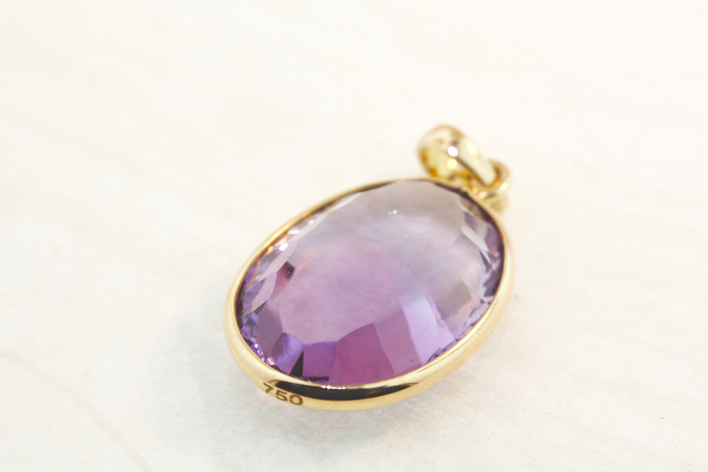 Dara Amethyst Oval Cut Solitaire Pendant-Pendants-Nari Fine Jewels-Nari Fine Jewels