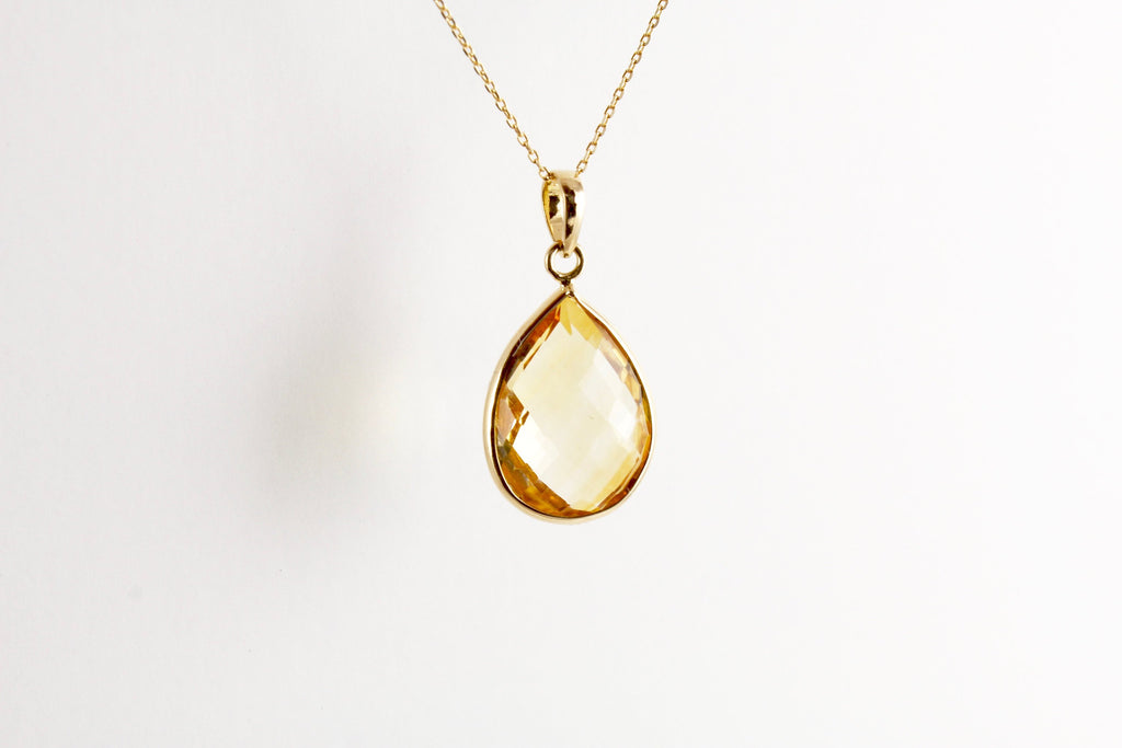 Dara Citrine Raindrop Pendant-Pendants-Nari Fine Jewels-Nari Fine Jewels