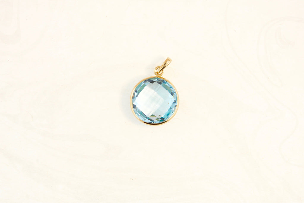 Dara Blue Topaz Round Pendant-Pendants-Nari Fine Jewels-Nari Fine Jewels