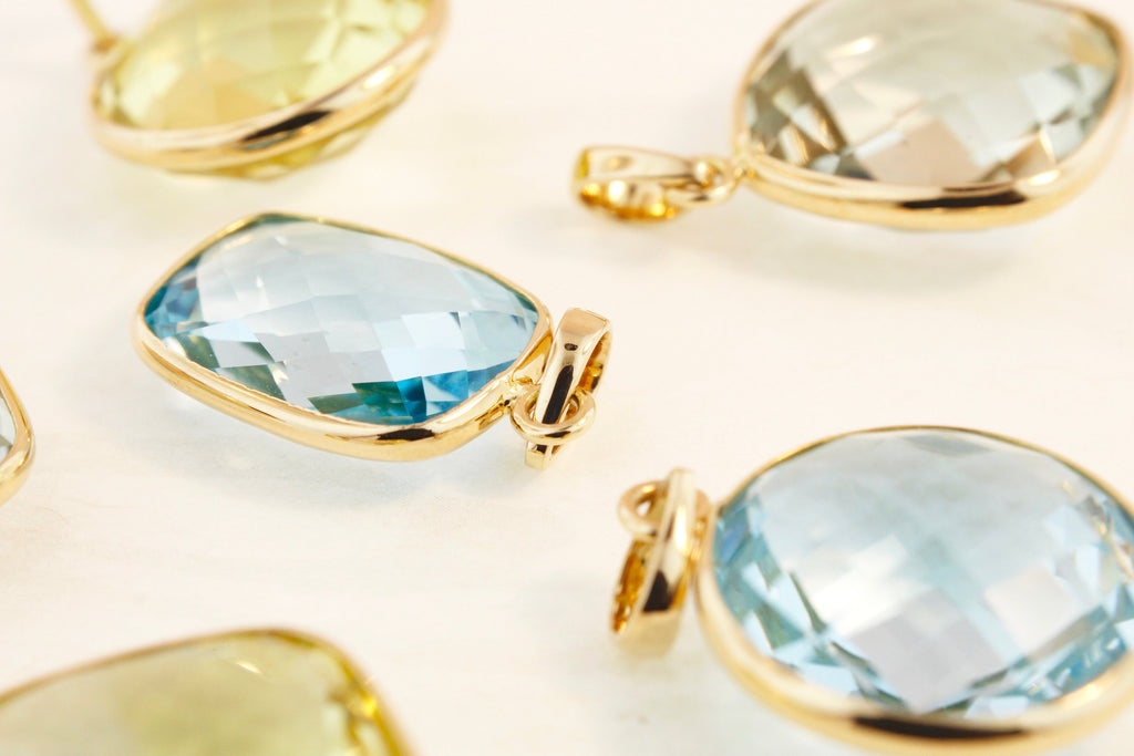 Dara Blue Topaz Round Pendant-Pendants-Nari Fine Jewels-Nari Fine Jewels