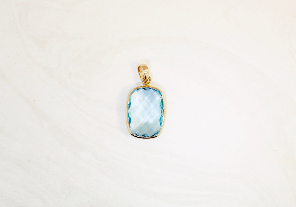 Dara Blue Topaz Elongated Cushion Pendant-Pendants-Nari Fine Jewels-Nari Fine Jewels