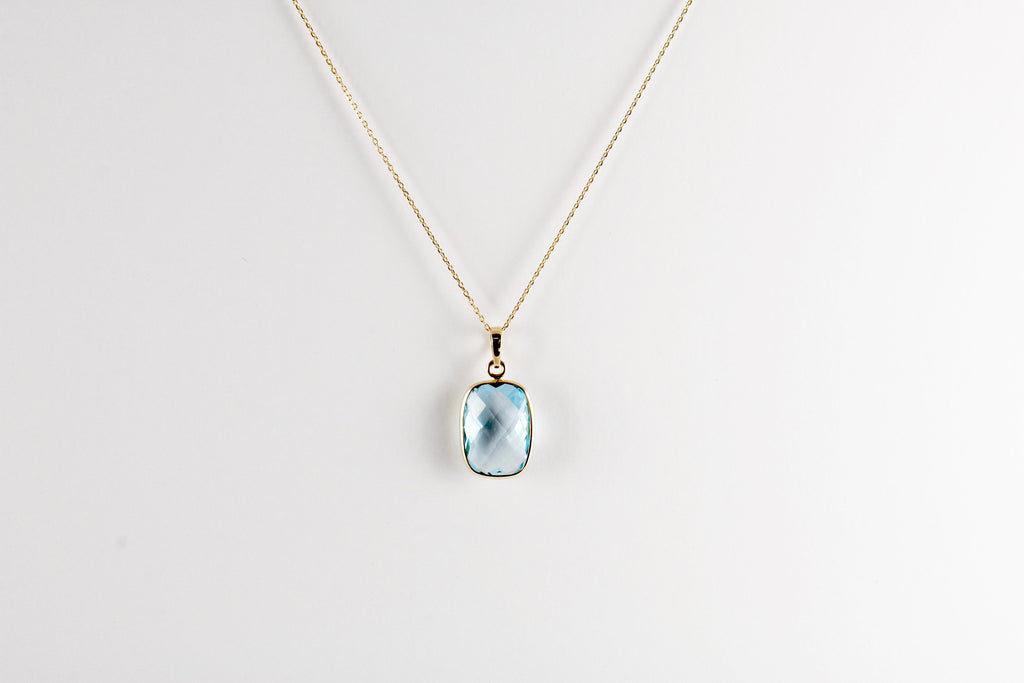 Dara Blue Topaz Elongated Cushion Pendant-Pendants-Nari Fine Jewels-Nari Fine Jewels
