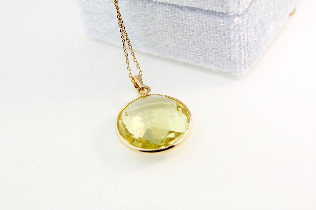 Dara Peridot Round Solitaire Pendant-Pendants-Nari Fine Jewels-Nari Fine Jewels