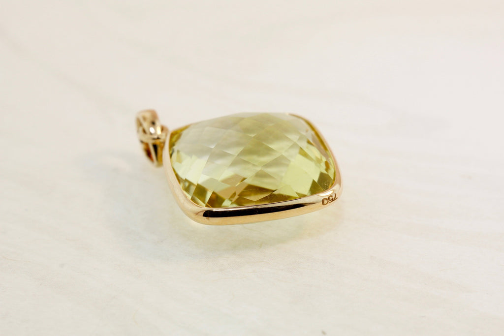 Dara Peridot Square Cushion Solitaire Pendant-Pendants-Nari Fine Jewels-Nari Fine Jewels