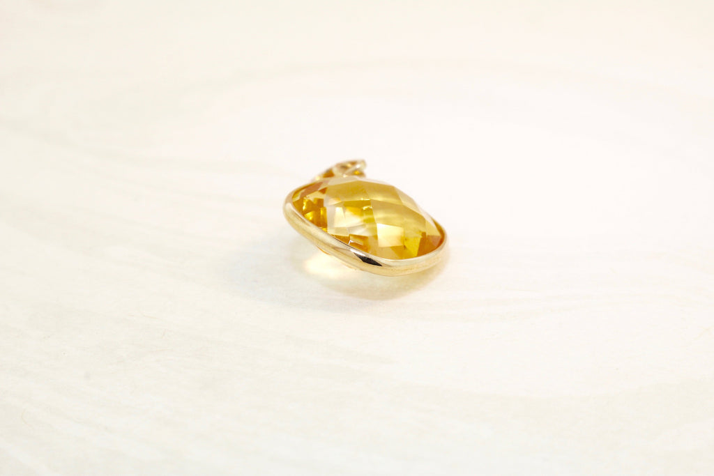 Dara Citrine Cushion Cut Pendant-Pendants-Nari Fine Jewels-Nari Fine Jewels