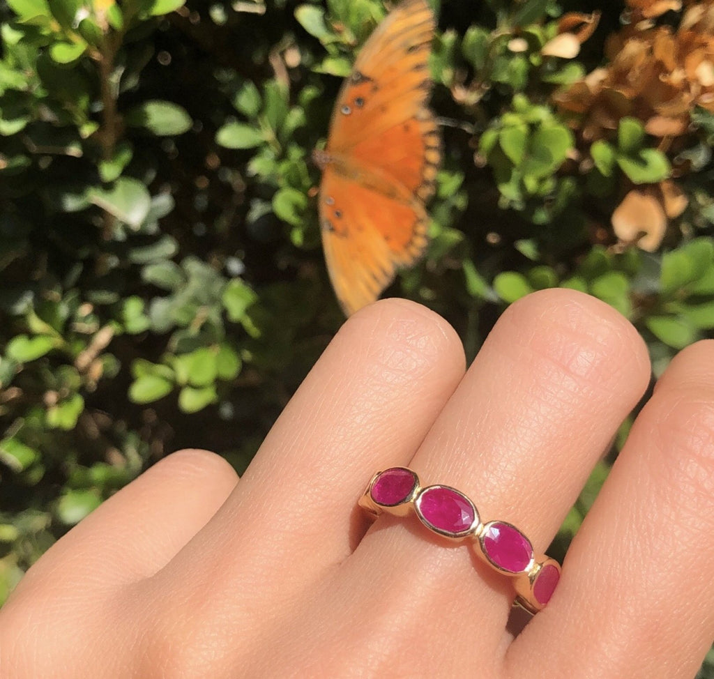 Niran Ruby Deep Bezel Eternity Ring-Rings-Nari Fine Jewels-Nari Fine Jewels