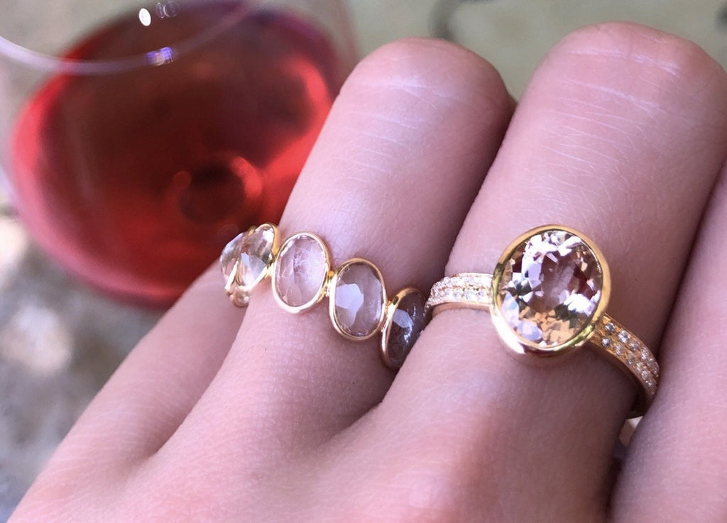 Aiyana Morganite Oval Eternity Ring-Rings-Nari Fine Jewels-Nari Fine Jewels