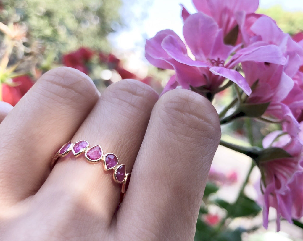 Aiyana Ruby Pear Shape Eternity Ring-Rings-Nari Fine Jewels-Nari Fine Jewels
