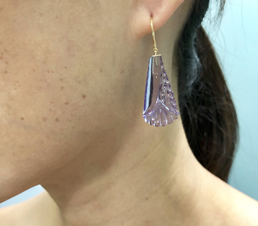 Adira Amethyst Special Cut Drop Earrings-Earrings-Nari Fine Jewels-Nari Fine Jewels