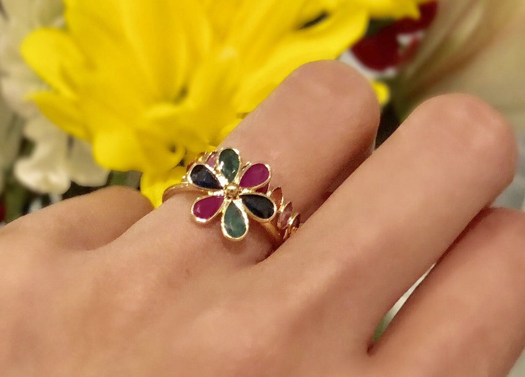 Aiyana Multi Colored Sapphire Marquise Eternity Ring-Rings-Nari Fine Jewels-Nari Fine Jewels