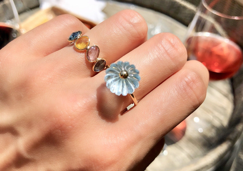 Dahlia Aquamarine Bead Ring-Rings-Nari Fine Jewels-Nari Fine Jewels