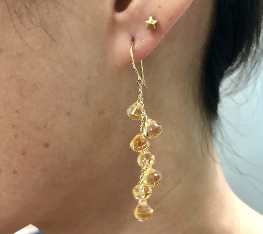 Talia Citrine Waterfall Briolette Dangling Earrings-Earrings-Nari Fine Jewels-Nari Fine Jewels