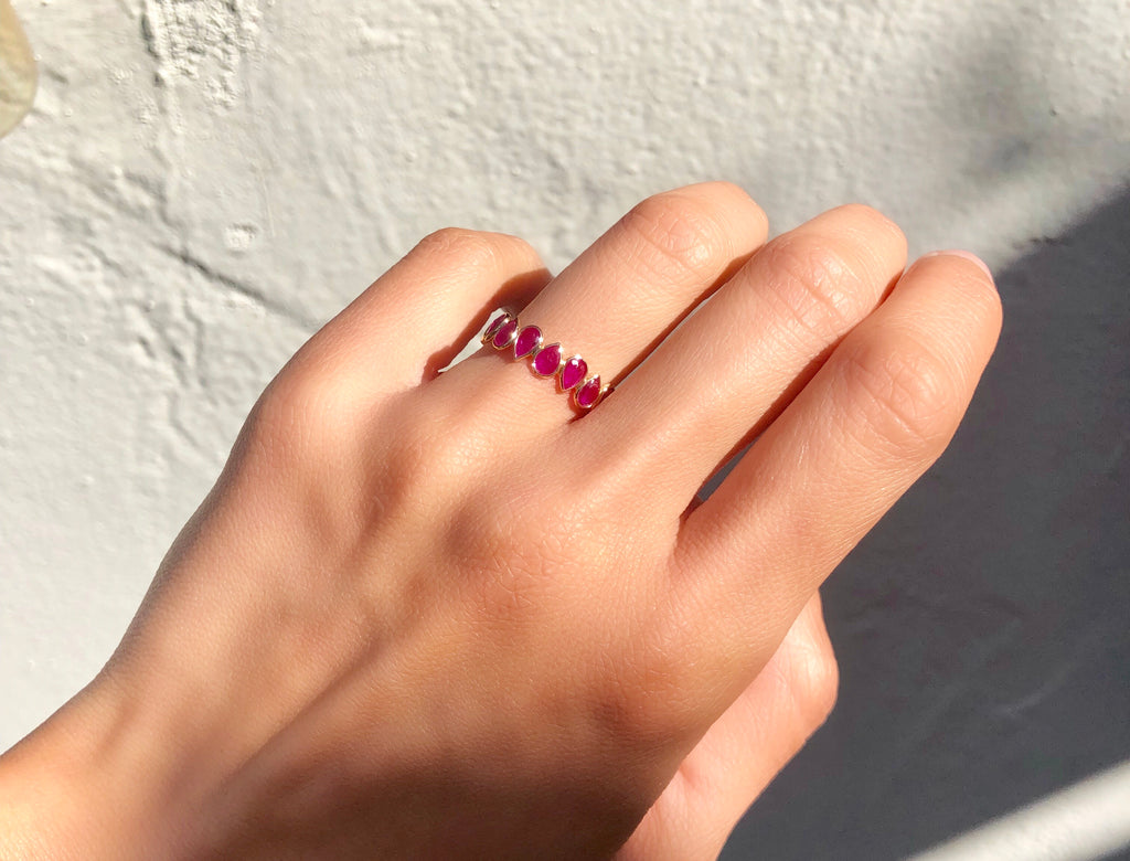 Aiyana Ruby Pear Shape Eternity Ring-Rings-Nari Fine Jewels-Nari Fine Jewels