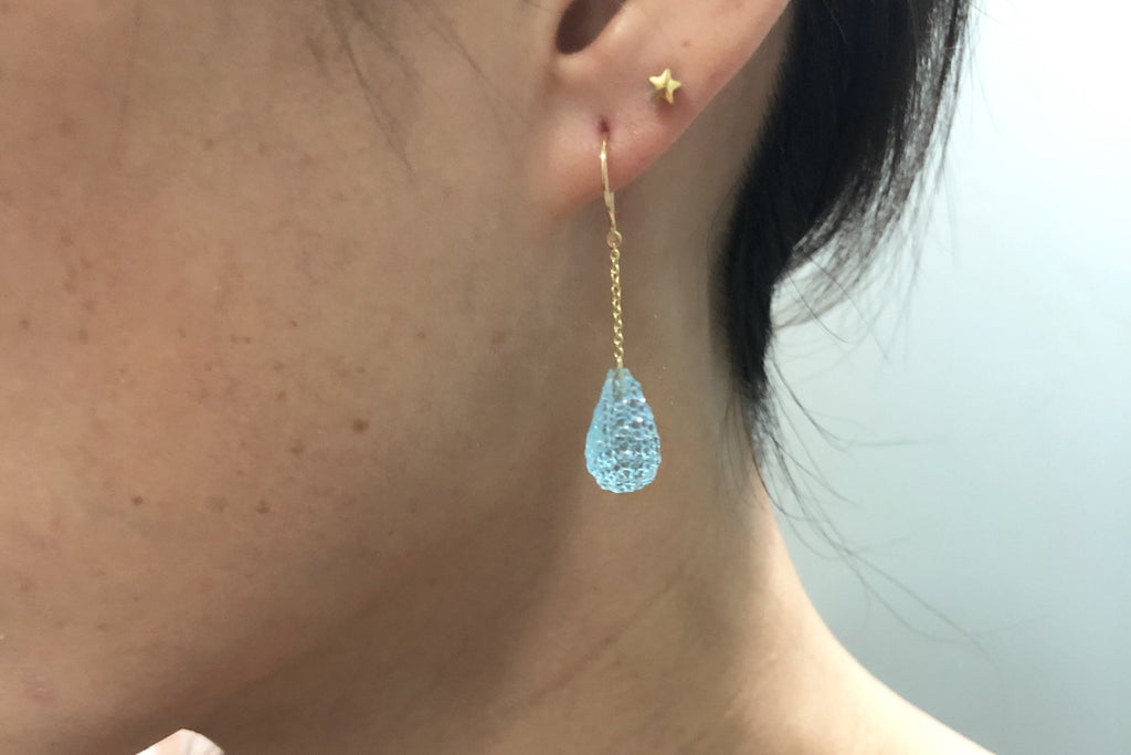 Nina Blue Topaz Special Cut Briolette Dangle Earrings-Earrings-Nari Fine Jewels-Nari Fine Jewels