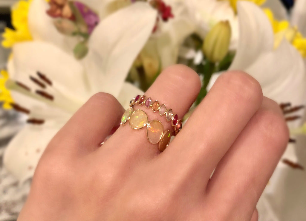 Aiyana Multi Colored Sapphire Marquise Eternity Ring-Rings-Nari Fine Jewels-Nari Fine Jewels