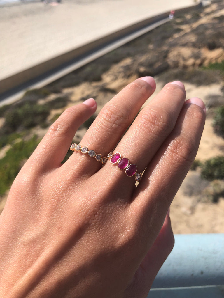 Neci Half Eternity Colored Diamond Ring-Rings-Nari Fine Jewels-Nari Fine Jewels