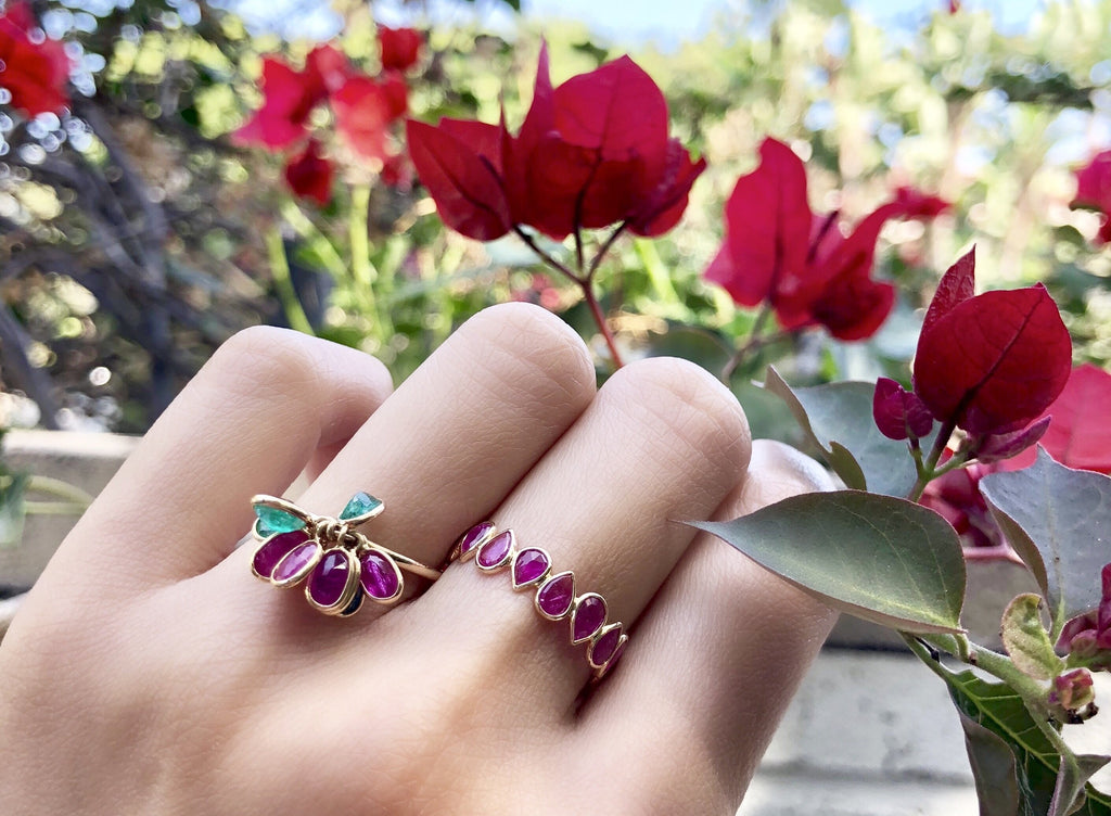 Aiyana Ruby Pear Shape Eternity Ring-Rings-Nari Fine Jewels-Nari Fine Jewels