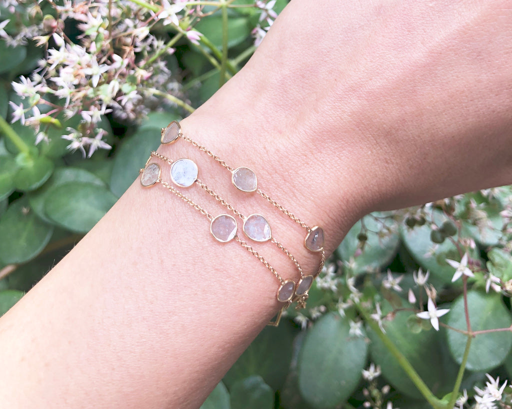 Stella Diamond Slice Triple Strand Station Layering Bracelet-Bracelets-Nari Fine Jewels-Nari Fine Jewels