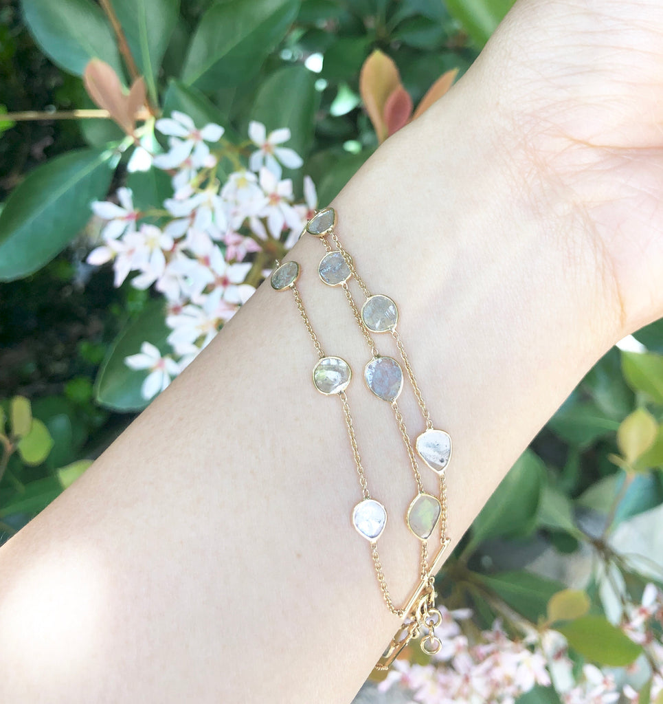 Stella Diamond Slice Triple Strand Station Layering Bracelet-Bracelets-Nari Fine Jewels-Nari Fine Jewels