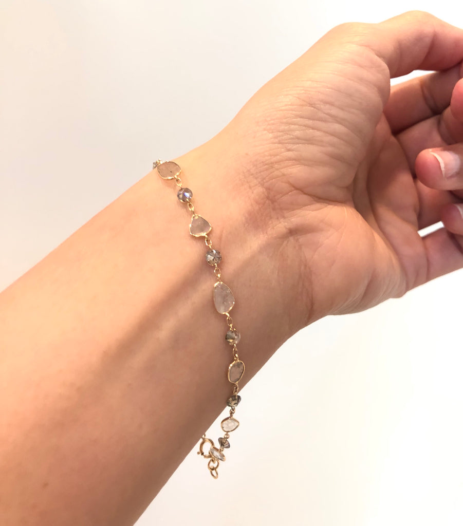 Nura Diamond Slice Bezel and Colored Diamond Floating Bracelet-Bracelets-Nari Fine Jewels-Nari Fine Jewels